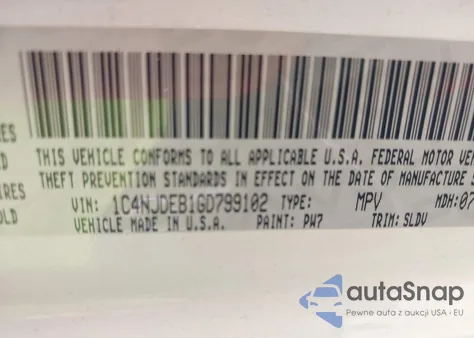 2016 Jeep Compass High Altitude Edition z USA, uszkodzony, nr VIN 1C4NJDEB1GD799102